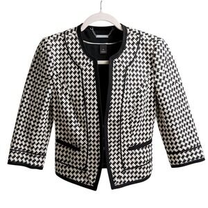 White House‎ Black Market Women's 0 Houndstooth Blazer Black Cropped Blazer